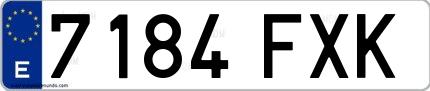 Ejemplo de matrícula española 7184 FXK