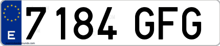 Ejemplo de matrícula de coche ordinaria 7184 GFG
