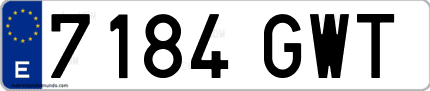 Ejemplo de matrícula de coche ordinaria 7184 GWT