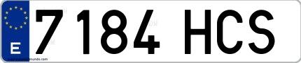 Ejemplo de matrícula española 7184 HCS