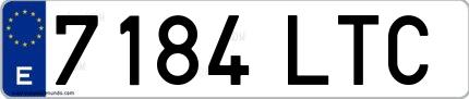 Ejemplo de matrícula española 7184 LTC