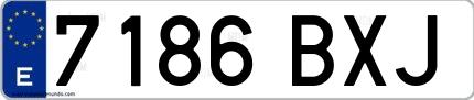 Ejemplo de matrícula española 7186 BXJ