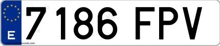 Ejemplo de matrícula española 7186 FPV