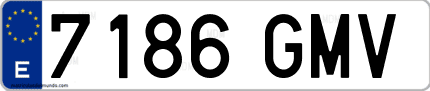 Ejemplo de matrícula de coche ordinaria 7186 GMV