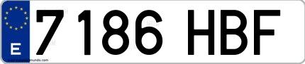 Ejemplo de matrícula española 7186 HBF