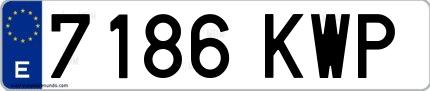 Ejemplo de matrícula de coche ordinaria 7186 KWP
