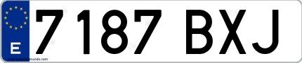 Ejemplo de matrícula española 7187 BXJ