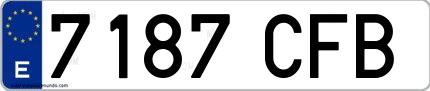 Ejemplo de matrícula española 7187 CFB