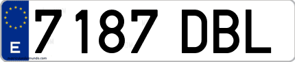Ejemplo de matrícula de coche ordinaria 7187 DBL