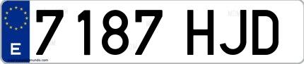 Ejemplo de matrícula española 7187 HJD