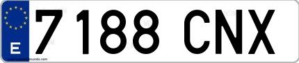 Ejemplo de matrícula española 7188 CNX