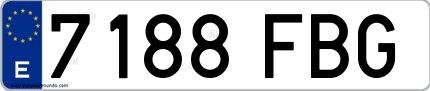 Ejemplo de matrícula española 7188 FBG