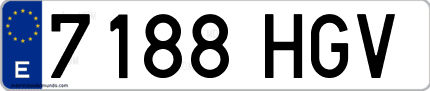 Ejemplo de matrícula de coche ordinaria 7188 HGV