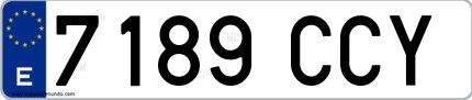 Ejemplo de matrícula española 7189 CCY
