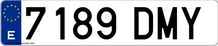 Ejemplo de matrícula española 7189 DMY