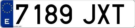 Ejemplo de matrícula española 7189 JXT