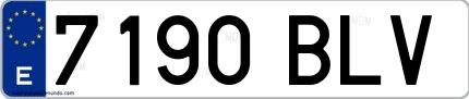 Ejemplo de matrícula española 7190 BLV
