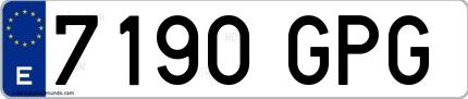 Ejemplo de matrícula española 7190 GPG