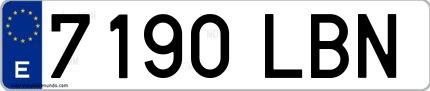 Ejemplo de matrícula española 7190 LBN
