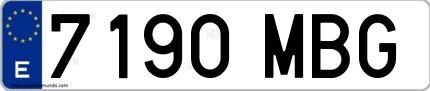Ejemplo de matrícula española 7190 MBG