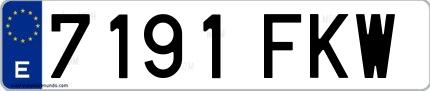Ejemplo de matrícula española 7191 FKW