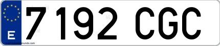 Ejemplo de matrícula española 7192 CGC