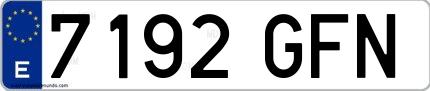 Ejemplo de matrícula española 7192 GFN