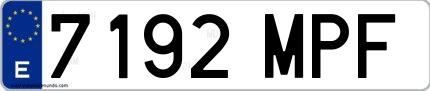 Ejemplo de matrícula española 7192 MPF