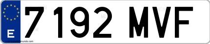 Ejemplo de matrícula española 7192 MVF