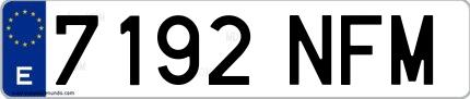 Ejemplo de matrícula española 7192 NFM
