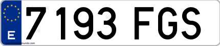 Ejemplo de matrícula de coche ordinaria 7193 FGS