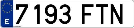 Ejemplo de matrícula española 7193 FTN