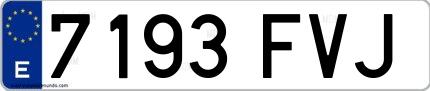 Ejemplo de matrícula española 7193 FVJ