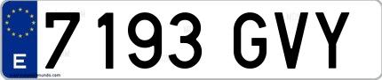 Ejemplo de matrícula española 7193 GVY