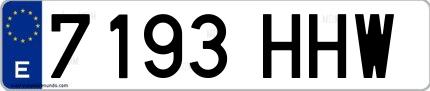 Ejemplo de matrícula de coche ordinaria 7193 HHW