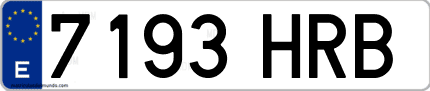 Ejemplo de matrícula de coche ordinaria 7193 HRB