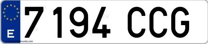 Ejemplo de matrícula española 7194 CCG