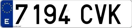 Ejemplo de matrícula española 7194 CVK