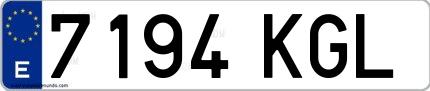 Ejemplo de matrícula española 7194 KGL