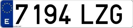 Ejemplo de matrícula española 7194 LZG