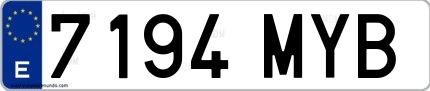 Ejemplo de matrícula española 7194 MYB