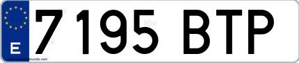 Ejemplo de matrícula española 7195 BTP