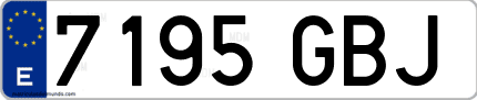 Ejemplo de matrícula de coche ordinaria 7195 GBJ