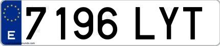 Ejemplo de matrícula española 7196 LYT
