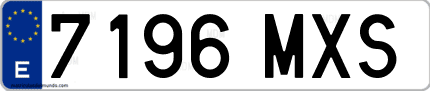 Ejemplo de matrícula de coche ordinaria 7196 MXS