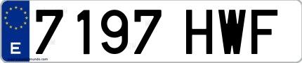 Ejemplo de matrícula española 7197 HWF