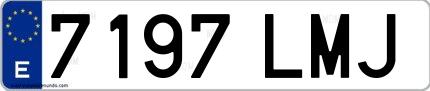 Ejemplo de matrícula española 7197 LMJ