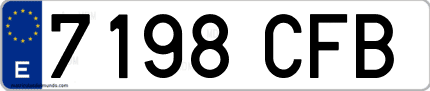 Ejemplo de matrícula de coche ordinaria 7198 CFB