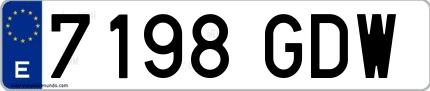 Ejemplo de matrícula española 7198 GDW