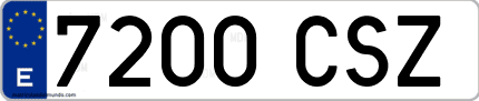 Ejemplo de matrícula de coche ordinaria 7200 CSZ